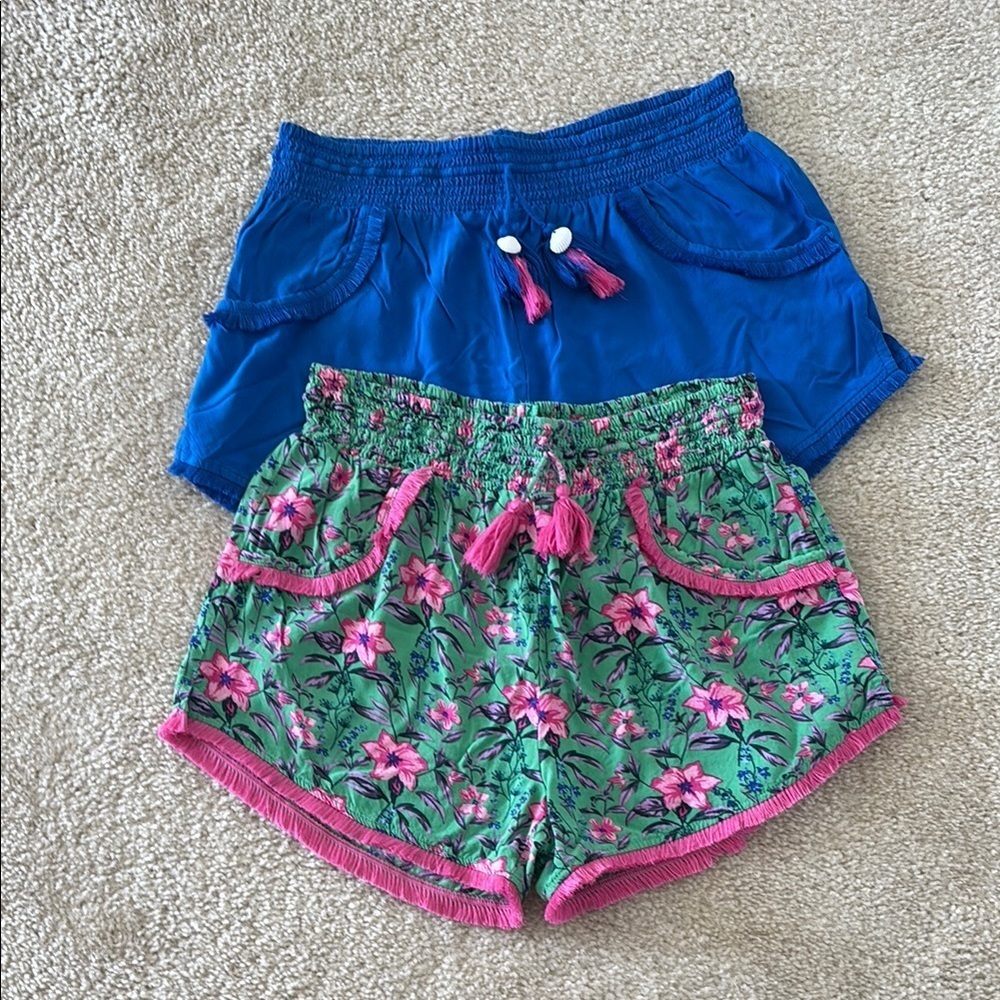 LOT Japna Women’s Sleepwear Shorts Floral Green and Solid Blue